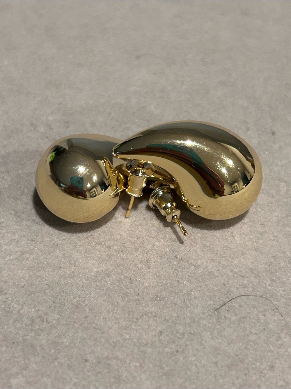 Gold Teardrop Dome Earrings - Sleek Women's Jewelry